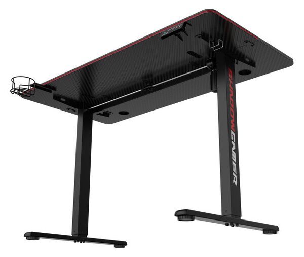 Herný stôl s LED osvetlením SHADOW GAMER 2.0 elektrický, čierny