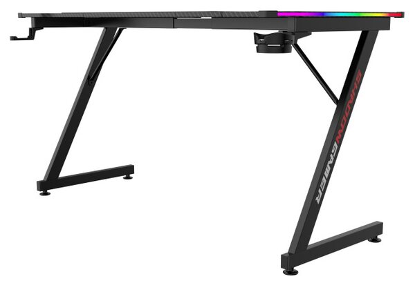 Herný stôl s LED osvetlením SHADOW GAMER 2.0 140 cm elektrický, čierny