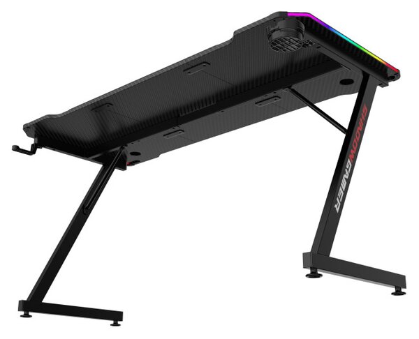 Herný stôl s LED osvetlením SHADOW GAMER 2.0 140 cm elektrický, čierny
