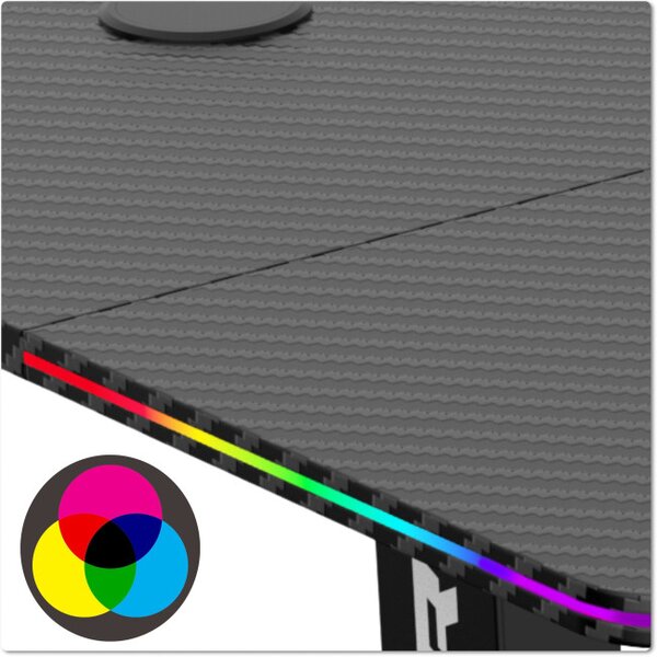 Herný stôl s LED osvetlením SHADOW GAMER 2.0 elektrický, čierny