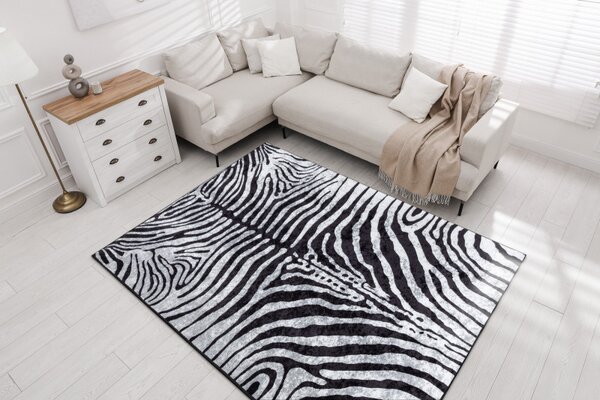 Dywany Łuszczów, Kusový koberec Miro 51331.803 Zebra black / white, 80x150, čiernobiela, chodba / predsieň