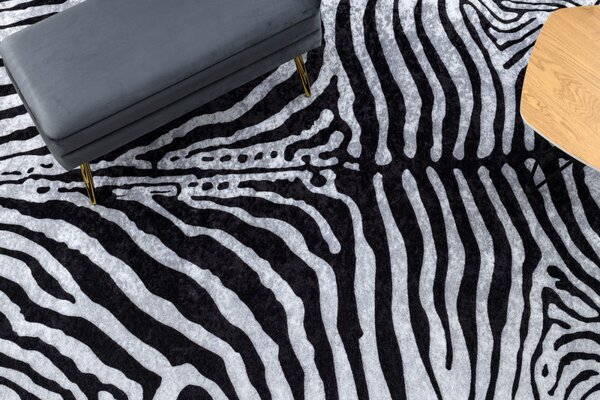 Dywany Łuszczów, Kusový koberec Miro 51331.803 Zebra black / white, 80x150, čiernobiela, chodba / predsieň