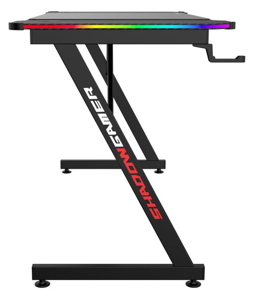 Herný stôl s LED osvetlením SHADOW GAMER 2.0 140 cm elektrický, čierny