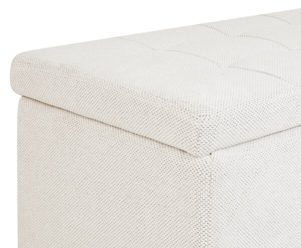 Taburet krémová biela 100 x 42 x 40 cm polyester čalúnená taburetka úložný priestor obývacia izba moderný štýl