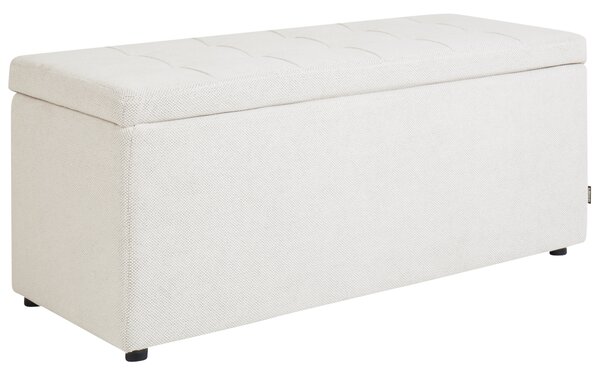 Taburet krémová biela 100 x 42 x 40 cm polyester čalúnená taburetka úložný priestor obývacia izba moderný štýl