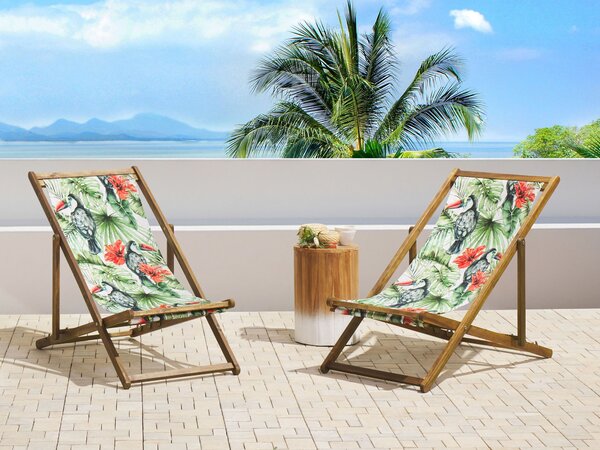 Sada 2 náhradných poťahov na záhradné ležadlo polyester 113 x 44 cm so vzorom tukana