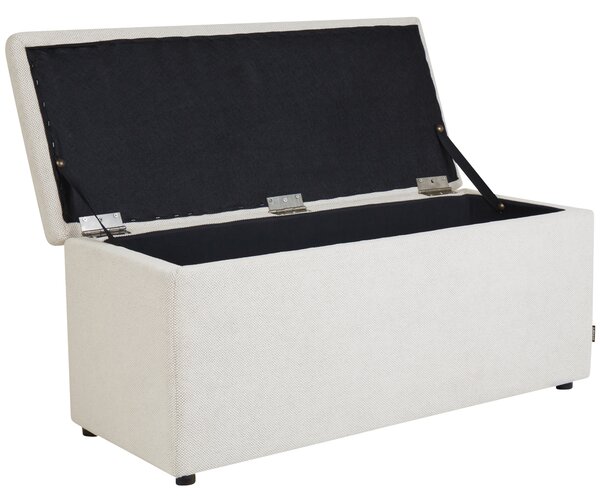 Taburet krémová biela 100 x 42 x 40 cm polyester čalúnená taburetka úložný priestor obývacia izba moderný štýl