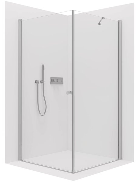 CERANO - Sprchovací kút Antelo L/P - 6 mm - chróm, transparentné sklo - 80x80x190 cm - otočný + sprchová vanička Arvo - minerálny kompozit - biela