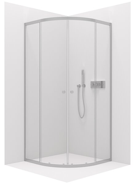 CERANO - Sprchovací kút Orso L/P - 5 mm - štvrťkruh - R550 - chróm, transparentné sklo - 80x80x195 cm - posuvný + sprchová vanička Arvo - minerálny k…