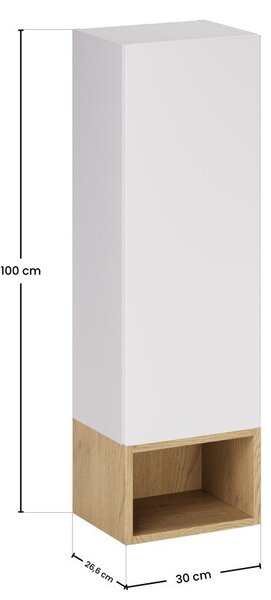 Comad Závesná kúpeľňová skrinka Aster 30 cm dub cremona/biela