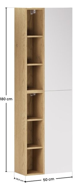 Comad Závesná vysoká kúpeľňová skrinka Aster II 160 cm biela/dub cremona