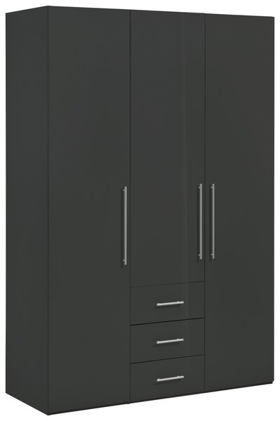 SKRIŇA S OTOČNÝMI DVERAMI, antracitová, antracitová s vysokým leskom, 146,6/218,6/59 cm Xora - Skrine