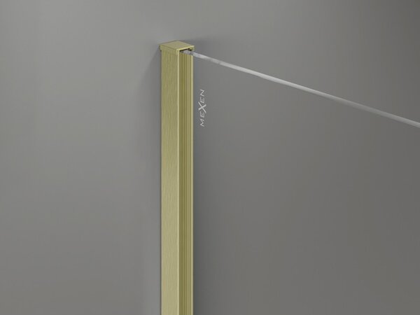 Mexen, Mexen Kioto-X sprchová stena 50 x 200 cm, priehľadná 10 mm, zlatý kartáč - 800-050-101-55-00-X