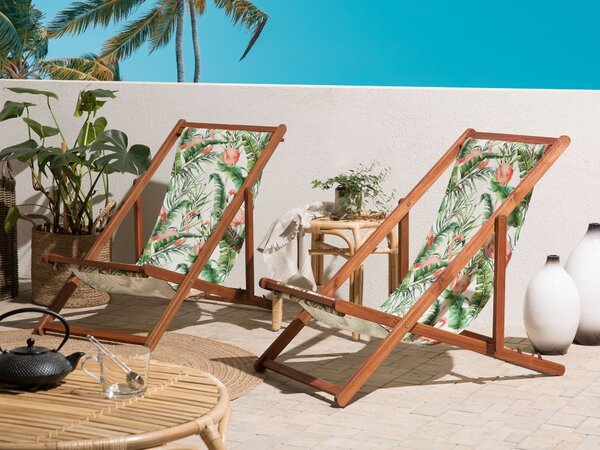 Poťah na záhradné ležadlo viacfarebný polyester 113 x 44 cm zvierací vzor plameniakov sada 2 kusov náhradné poťahy moderný štýl záhrada