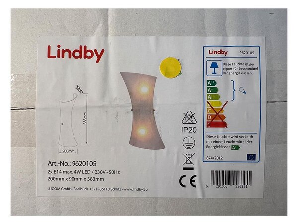 Lindby Lindby - Nástenné svietidlo EBBA 2xE14/4W/230V LW0365 + záruka 3 roky zadarmo