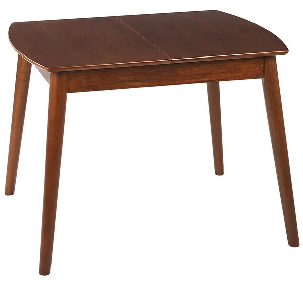 Jedálenský stôl tmavohnedá kaučukové drevo 100/130 x 80 cm rozkladací drevené nohy obdĺžnikový retro dizajn