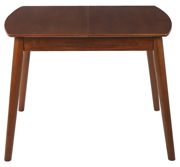 Jedálenský stôl tmavohnedá kaučukové drevo 100/130 x 80 cm rozkladací drevené nohy obdĺžnikový retro dizajn