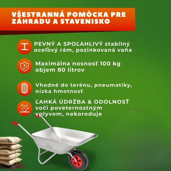 Fúrik LARRY pozinkovaný, max. kapacita 80l/100kg, strieborná/čierna Gardebruk