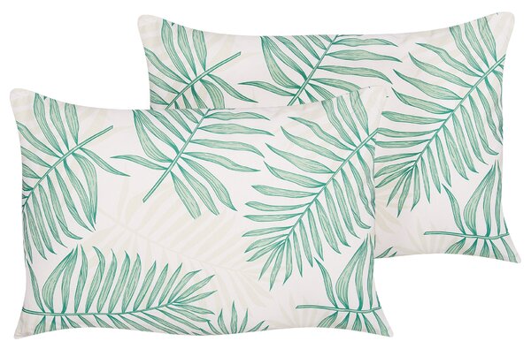 Sada 2 záhradných vankúšov béžová a zelená polyester s motívom palmových listov 40 x 60 cm moderné vonkajšie dekorácie vodoodolné