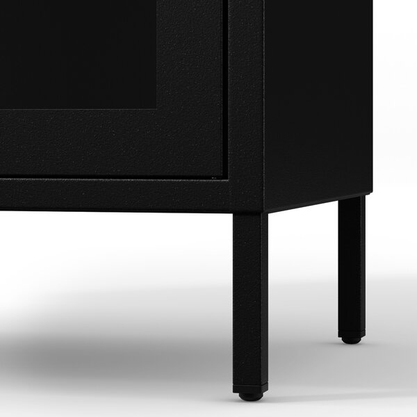 Čierna sklenená vitrína do obývačky z kovu na nožičkách LUIGI Modern 500 x 1800 x 350 mm