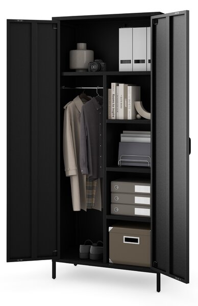 Čierna šatníková skriňa FLAVIO Modern 800 x 1850 x 450 mm