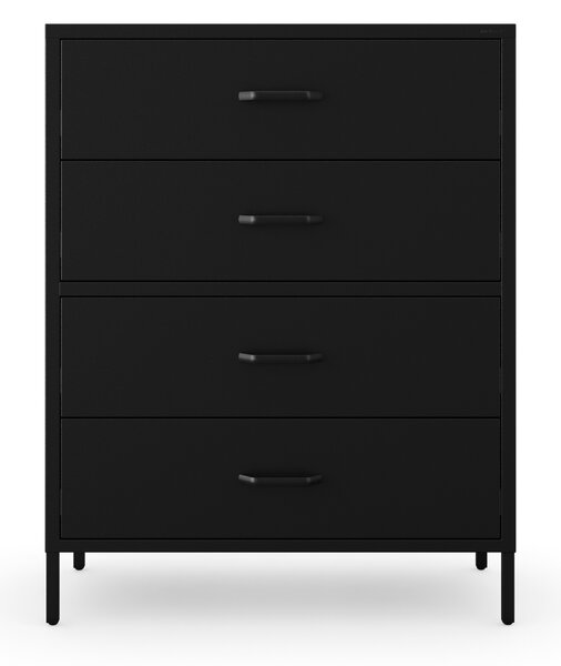 Čierna kovová komoda so zásuvkami na nožičkách CARLA Modern 800 x 1015 x 400 mm