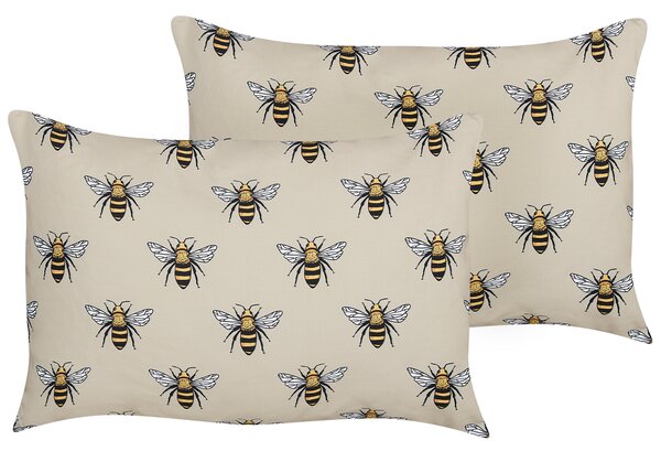 Sada 2 záhradných vankúšov béžová polyester vzor včiel 40 x 60 cm obdĺžniková moderný štýl vonkajšia terasa vodoodolná