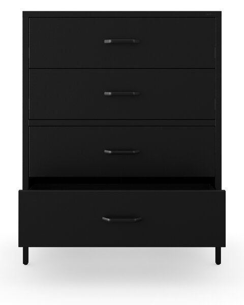 Čierna kovová komoda so zásuvkami na nožičkách CARLA Modern 800 x 1015 x 400 mm