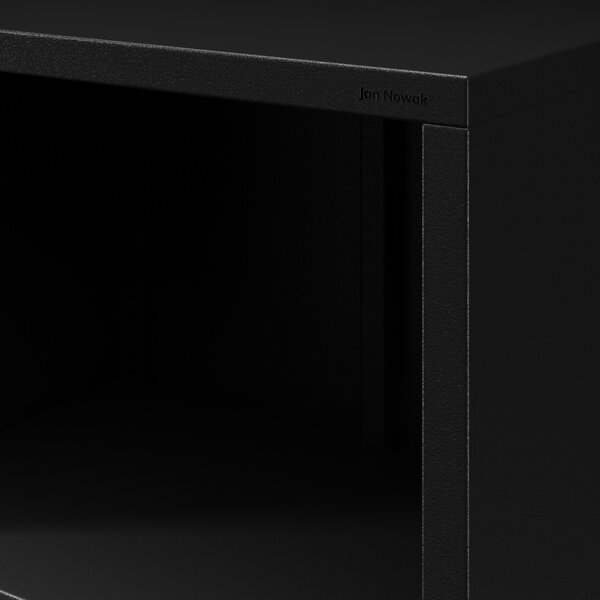 Čierny kovový regál na knihy MARIO Modern 500 x 1800 x 350 mm