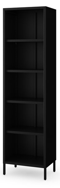 Čierny kovový regál na knihy MARIO Modern 500 x 1800 x 350 mm