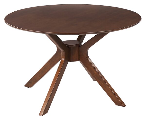 Jedálenský stôl tmavý mahagón MDF kaučukové drevo ø 120 cm okrúhly retro dizajn obývacia izba jedáleň
