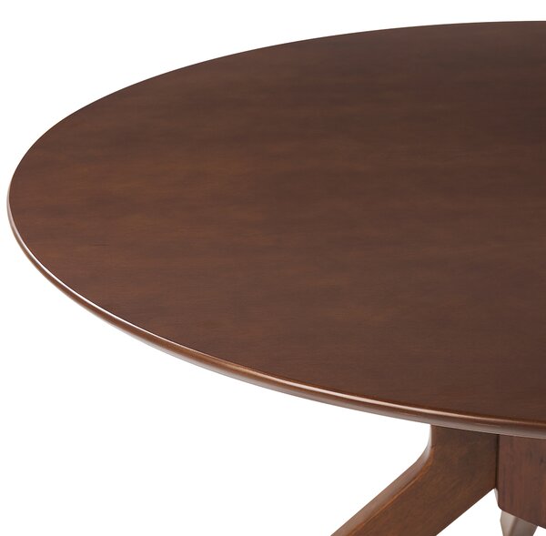 Jedálenský stôl tmavý mahagón MDF kaučukové drevo ø 120 cm okrúhly retro dizajn obývacia izba jedáleň
