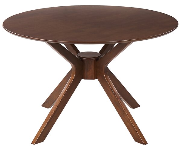 Jedálenský stôl tmavý mahagón MDF kaučukové drevo ø 120 cm okrúhly retro dizajn obývacia izba jedáleň