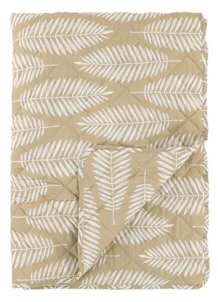 Béžový prešívaný bavlnený prehoz s tropickými listami Aix Quilt - 130*180 cm - Chic Antique