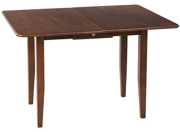 Jedálenský stôl tmavohnedý kaučukové drevo 90/120 x 60 cm rozkladací so zásuvkou drevené nohy obdĺžnikový tvar retro dizajn
