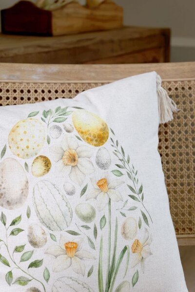 Béžová ľanová obliečka na vankúš Aix - 50*50 cm - Chic Antique