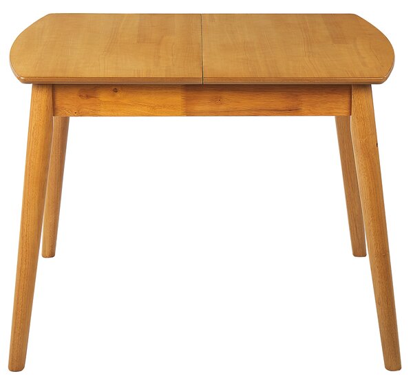 Jedálenský stôl svetlohnedá kaučukové drevo 100/130 x 80 cm rozkladací drevené nohy obdĺžnikový retro dizajn