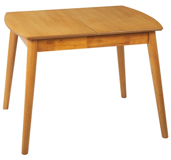 Jedálenský stôl svetlohnedá kaučukové drevo 100/130 x 80 cm rozkladací drevené nohy obdĺžnikový retro dizajn