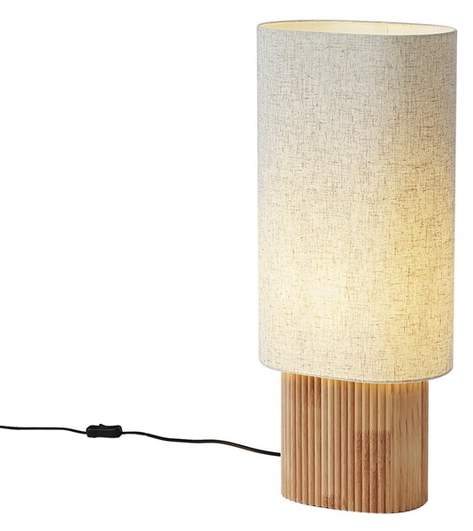 Japandi stojacia lampa drevená s ľanovým tienidlom 70 cm - Lamel