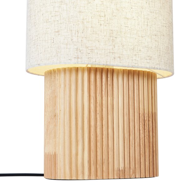 Japandi stojacia lampa drevená s ľanovým tienidlom 70 cm - Lamel