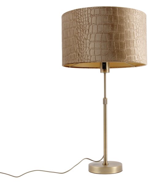 Stolná lampa bronzová so zamatovým tienidlom krokodíl 35cm - Parte