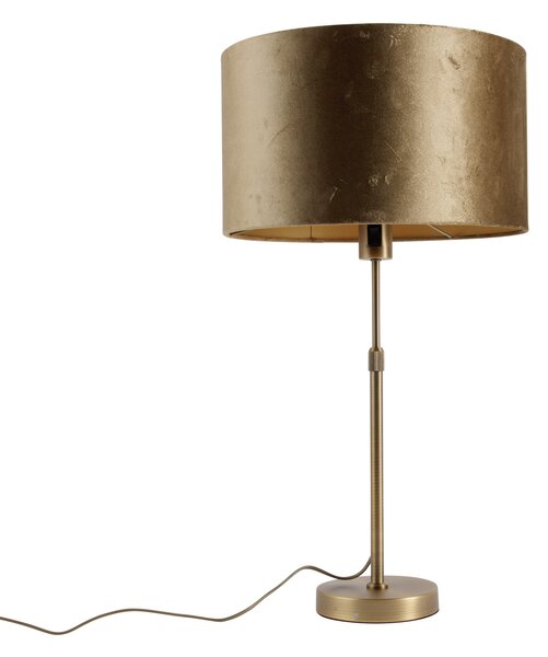 Stolná lampa bronzová s bronzovým zamatovým tienidlom 35 cm - Parte