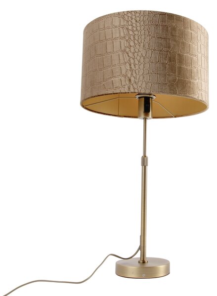 Stolná lampa bronzová so zamatovým tienidlom krokodíl 35cm - Parte