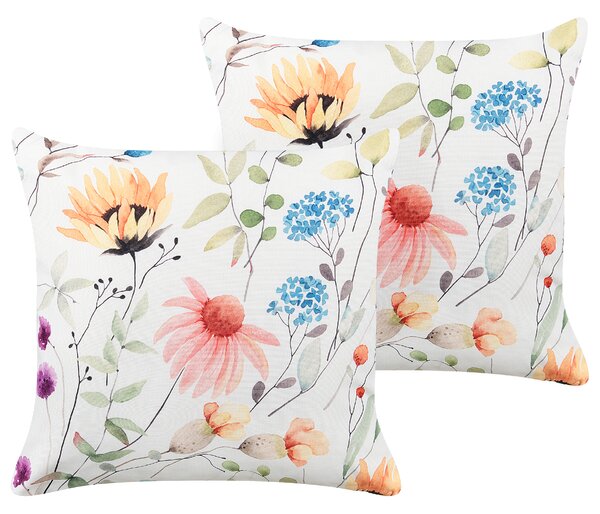 Sada 2 záhradných dekoratívnych vankúšov viacfarebná kvetovaný vzor polyester 45 x 45 cm moderné vodoodolné vankúše