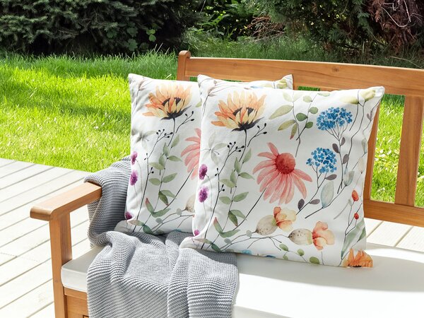 Sada 2 záhradných dekoratívnych vankúšov viacfarebná kvetovaný vzor polyester 45 x 45 cm moderné vodoodolné vankúše