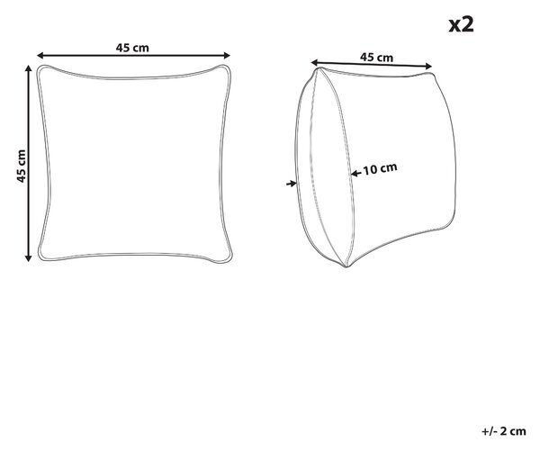 Sada 2 záhradných dekoratívnych vankúšov viacfarebná kvetovaný vzor polyester 45 x 45 cm moderné vodoodolné vankúše