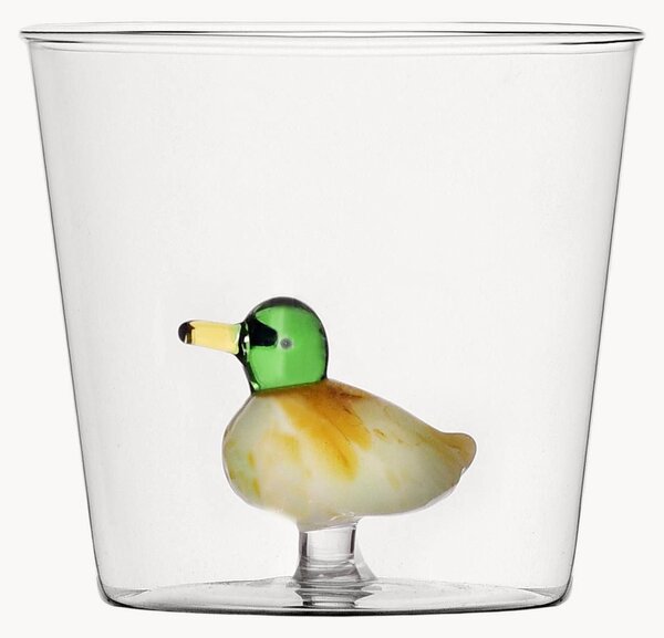 Ručne vyrobený pohár na vodu z borosilikátového skla Duck