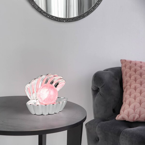 Stolová LED lampa Shelly, chrómová farba, plast, 18 cm, RGB, Chrómová / strieborná, Obývacia izba / jedáleň, Plast, Štýl mladých, Stojacie svietidlo