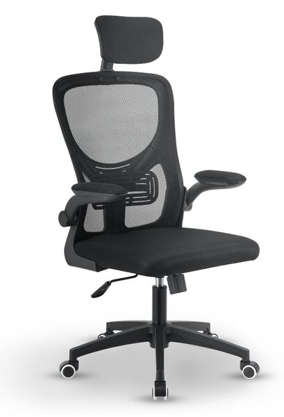 Ergonomická kancelárska stolička, čierna s opierkou hlavy