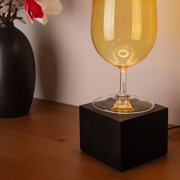 SEGULA Segula stolová lampa Cozy, čierna buková drevo, tvar kocky, E27, Čierna, Obývacia izba / jedáleň, Drevo